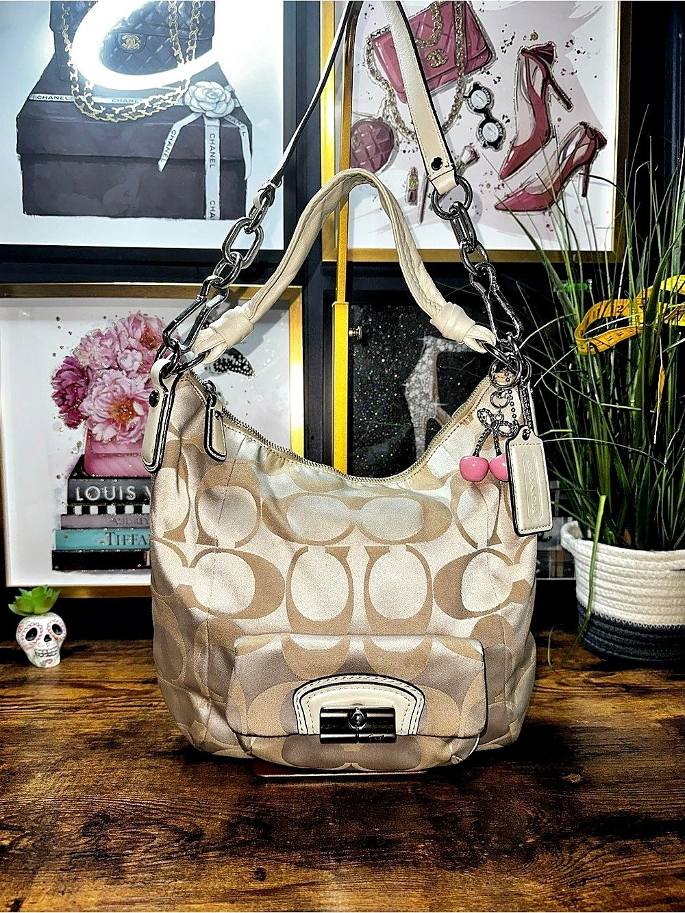 Coach Kristin Op Art Signature Hobo Bag
